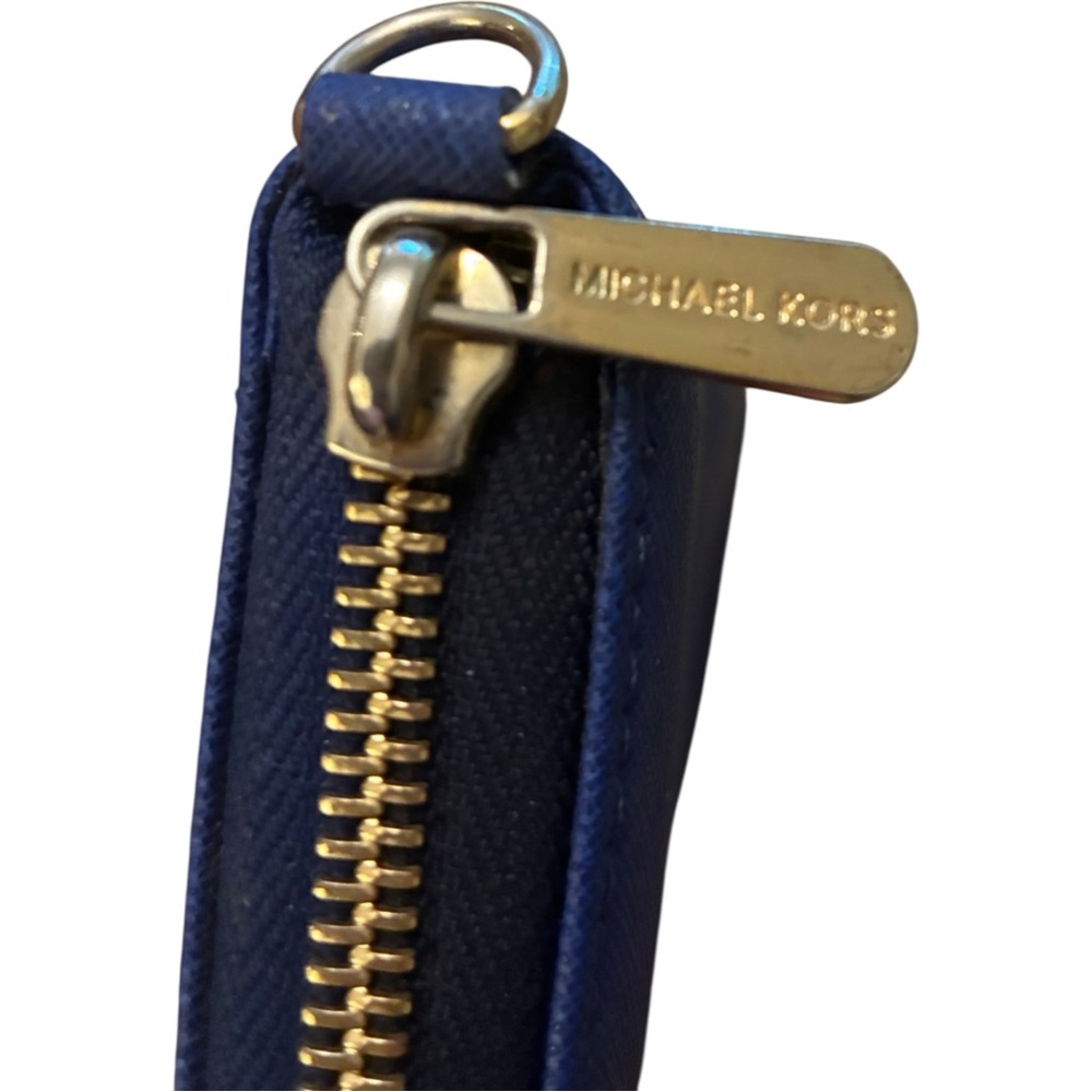 Michael Kors Continental Zip Around Blue Leather Wallet - Picture 5 of 8